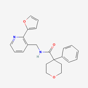 N-((2-(furan-2-yl)pyridin-3-yl)methyl)-4-phenyltetrahydro-2H-pyran-4-carboxamide