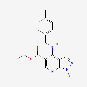 ethyl 1-methyl-4-{[(4-methylphenyl)methyl]amino}-1H-pyrazolo[3,4-b]pyridine-5-carboxylate