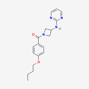 molecular formula C18H22N4O2 B2704218 (4-Butoxyphenyl)(3-(pyrimidin-2-ylamino)azetidin-1-yl)methanone CAS No. 2176202-13-2