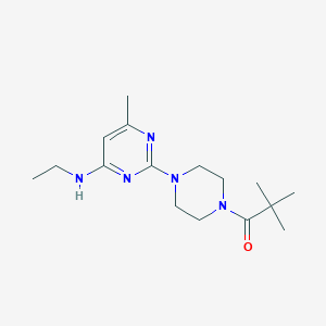 molecular formula C16H27N5O B2704227 2-[4-(2,2-二甲基丙酰基)哌嗪-1-基]-N-乙基-6-甲基嘧啶-4-胺 CAS No. 923183-95-3