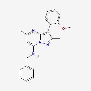 molecular formula C22H22N4O B2704228 N-benzyl-3-(2-methoxyphenyl)-2,5-dimethylpyrazolo[1,5-a]pyrimidin-7-amine CAS No. 879583-06-9