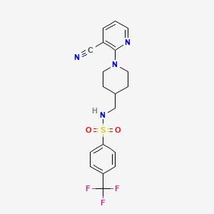 molecular formula C19H19F3N4O2S B2704237 N-((1-(3-氰基吡啶-2-基)哌啶-4-基)甲基)-4-(三氟甲基)苯磺酰胺 CAS No. 1797724-65-2