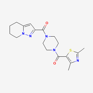 molecular formula C18H23N5O2S B2704248 (2,4-二甲基噻唑-5-基)(4-(4,5,6,7-四氢吡唑并[1,5-a]吡啶-2-基甲酰)哌嗪-1-基)甲酮 CAS No. 1904400-72-1
