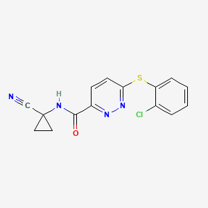 molecular formula C15H11ClN4OS B2704272 6-[(2-chlorophenyl)sulfanyl]-N-(1-cyanocyclopropyl)pyridazine-3-carboxamide CAS No. 1394791-79-7