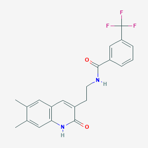 molecular formula C21H19F3N2O2 B2704291 N-[2-(6,7-dimethyl-2-oxo-1H-quinolin-3-yl)ethyl]-3-(trifluoromethyl)benzamide CAS No. 688353-00-6