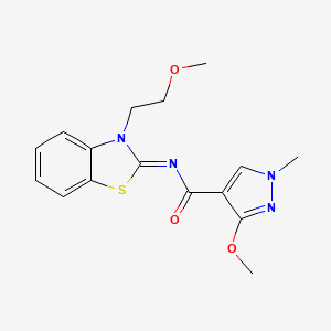 molecular formula C16H18N4O3S B2704321 (Z)-3-methoxy-N-(3-(2-methoxyethyl)benzo[d]thiazol-2(3H)-ylidene)-1-methyl-1H-pyrazole-4-carboxamide CAS No. 1173467-85-0