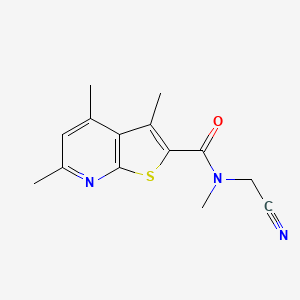 molecular formula C14H15N3OS B2704322 N-(Cyanomethyl)-N,3,4,6-tetramethylthieno[2,3-B]pyridine-2-carboxamide CAS No. 1428010-46-1