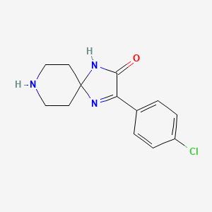 molecular formula C13H14ClN3O B2704336 3-(4-Chlorophenyl)-1,4,8-triazaspiro[4.5]dec-3-en-2-one CAS No. 892287-56-8