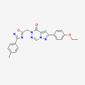 molecular formula C23H20N6O3 B2704337 6-({2-[(3-cyanobenzoyl)amino]ethyl}thio)-N-phenylnicotinamide CAS No. 1251580-05-8
