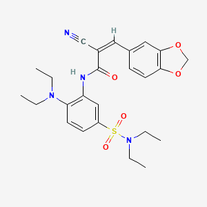 molecular formula C25H30N4O5S B2704339 (Z)-3-(1,3-苯并二噁杂环-5-基)-2-氰基-N-[2-(二乙基氨基)-5-(二乙基磺酰氨基)苯基]丙-2-烯酰胺 CAS No. 519149-14-5