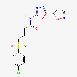 molecular formula C15H13ClN4O5S B2704343 4-((4-chlorophenyl)sulfonyl)-N-(5-(isoxazol-5-yl)-1,3,4-oxadiazol-2-yl)butanamide CAS No. 946362-72-7