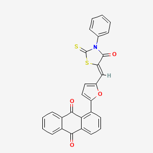 1-[5-[(Z)-(4-oxo-3-phenyl-2-sulfanylidene-1,3-thiazolidin-5-ylidene)methyl]furan-2-yl]anthracene-9,10-dione