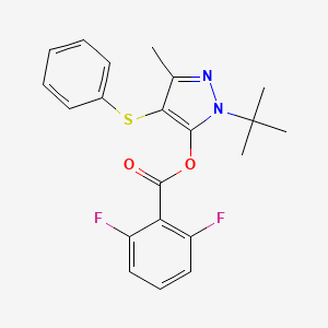 molecular formula C21H20F2N2O2S B2704387 1-(叔丁基)-3-甲基-4-(苯基硫基)-1H-嘧啶-5-基 2,6-二氟苯甲酸酯 CAS No. 851127-05-4