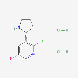 molecular formula C9H12Cl3FN2 B2704398 (R)-2-chloro-5-fluoro-3-(pyrrolidin-2-yl)pyridine dihydrochloride CAS No. 1260847-45-7