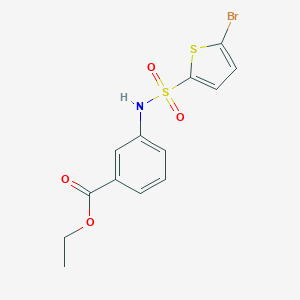 molecular formula C13H12BrNO4S2 B270440 Ethyl 3-{[(5-bromo-2-thienyl)sulfonyl]amino}benzoate 