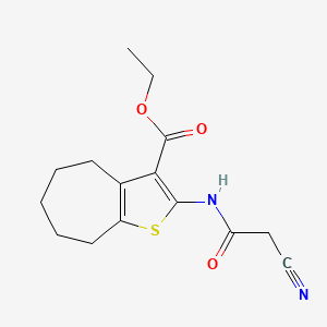 molecular formula C15H18N2O3S B2704410 ethyl 2-[(cyanoacetyl)amino]-5,6,7,8-tetrahydro-4H-cyclohepta[b]thiophene-3-carboxylate CAS No. 669753-36-0