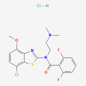 molecular formula C19H19Cl2F2N3O2S B2704424 N-(7-chloro-4-methoxybenzo[d]thiazol-2-yl)-N-(2-(dimethylamino)ethyl)-2,6-difluorobenzamide hydrochloride CAS No. 1327521-05-0