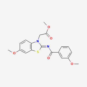 molecular formula C19H18N2O5S B2704431 (Z)-甲基 2-(6-甲氧基-2-((3-甲氧基苯甲酰)亚胺)苯并[d]噻唑-3(2H)-基)乙酸酯 CAS No. 1164536-08-6