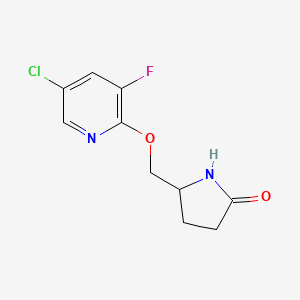 molecular formula C10H10ClFN2O2 B2704433 5-{[(5-Chloro-3-fluoropyridin-2-yl)oxy]methyl}pyrrolidin-2-one CAS No. 2175979-26-5