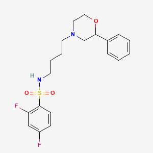 molecular formula C20H24F2N2O3S B2704437 2,4-二氟-N-(4-(2-苯基吗啉基)丁基)苯磺酰胺 CAS No. 954002-61-0