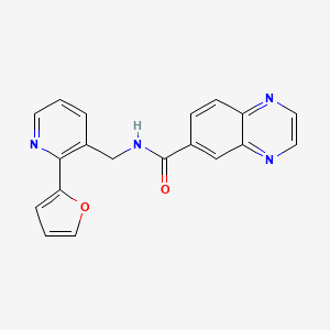 molecular formula C19H14N4O2 B2704440 N-((2-(furan-2-yl)pyridin-3-yl)methyl)quinoxaline-6-carboxamide CAS No. 2034268-63-6