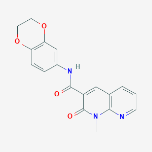 molecular formula C18H15N3O4 B2704444 N-(2,3-dihydrobenzo[b][1,4]dioxin-6-yl)-1-methyl-2-oxo-1,2-dihydro-1,8-naphthyridine-3-carboxamide CAS No. 899951-49-6