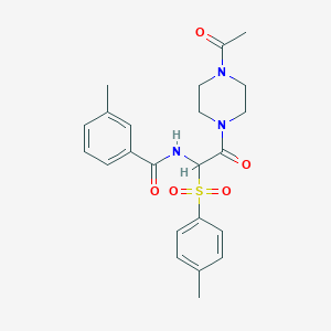 N-(2-(4-acetylpiperazin-1-yl)-2-oxo-1-tosylethyl)-3-methylbenzamide