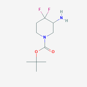 molecular formula C10H18F2N2O2 B2704449 叔丁基 3-氨基-4,4-二氟哌啶-1-羧酸酯 CAS No. 1283718-72-8