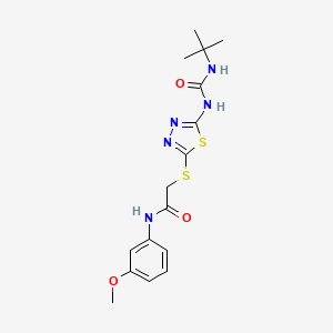 2-({5-[(tert-butylcarbamoyl)amino]-1,3,4-thiadiazol-2-yl}sulfanyl)-N-(3-methoxyphenyl)acetamide