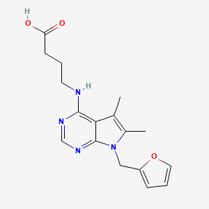 molecular formula C17H20N4O3 B2704460 4-{[7-(2-Furylmethyl)-5,6-dimethylpyrrolo[3,2-e]pyrimidin-4-yl]amino}butanoic acid CAS No. 919016-38-9