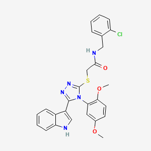 molecular formula C27H24ClN5O3S B2704462 N-(2-chlorobenzyl)-2-((4-(2,5-dimethoxyphenyl)-5-(1H-indol-3-yl)-4H-1,2,4-triazol-3-yl)thio)acetamide CAS No. 896677-34-2