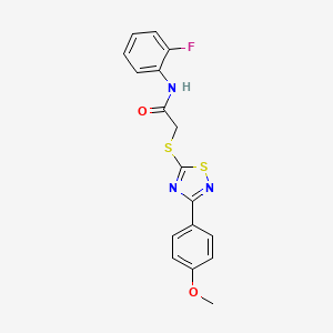 molecular formula C17H14FN3O2S2 B2704474 N-(2-fluorophenyl)-2-((3-(4-methoxyphenyl)-1,2,4-thiadiazol-5-yl)thio)acetamide CAS No. 864922-24-7
