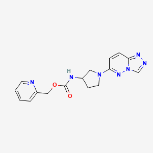 molecular formula C16H17N7O2 B2704480 吡啶-2-基甲基 (1-([1,2,4]三唑并[4,3-b]吡啶-6-基)吡咯烷-3-基)氨基甲酸酯 CAS No. 2034522-79-5