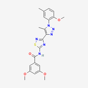 molecular formula C22H22N6O4S B2704496 3,5-dimethoxy-N-{3-[1-(2-methoxy-5-methylphenyl)-5-methyl-1H-1,2,3-triazol-4-yl]-1,2,4-thiadiazol-5-yl}benzamide CAS No. 895108-80-2