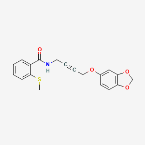 molecular formula C19H17NO4S B2704500 N-(4-(苯并[d][1,3]二氧杂环己-5-氧基)丁-2-炔-1-基)-2-(甲硫基)苯甲酰胺 CAS No. 1428373-00-5