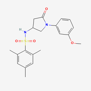 molecular formula C20H24N2O4S B2704536 N-(1-(3-methoxyphenyl)-5-oxopyrrolidin-3-yl)-2,4,6-trimethylbenzenesulfonamide CAS No. 896310-14-8