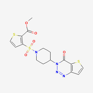 molecular formula C16H16N4O5S3 B2704548 methyl 3-((4-(4-oxothieno[3,2-d][1,2,3]triazin-3(4H)-yl)piperidin-1-yl)sulfonyl)thiophene-2-carboxylate CAS No. 2034381-95-6