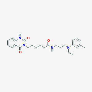 molecular formula C26H34N4O3 B2704570 6-(2,4-dioxo-1,2-dihydroquinazolin-3(4H)-yl)-N-(3-(ethyl(m-tolyl)amino)propyl)hexanamide CAS No. 2034355-58-1
