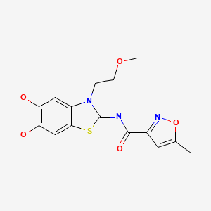 molecular formula C17H19N3O5S B2704585 (E)-N-(5,6-dimethoxy-3-(2-methoxyethyl)benzo[d]thiazol-2(3H)-ylidene)-5-methylisoxazole-3-carboxamide CAS No. 942007-56-9