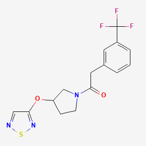 molecular formula C15H14F3N3O2S B2704602 1-[3-(1,2,5-Thiadiazol-3-yloxy)pyrrolidin-1-yl]-2-[3-(trifluoromethyl)phenyl]ethan-1-one CAS No. 2097888-48-5