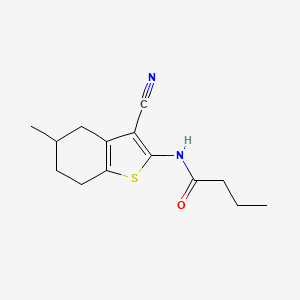 molecular formula C14H18N2OS B2704603 N-(3-cyano-5-methyl-4,5,6,7-tetrahydrobenzo[b]thiophen-2-yl)butyramide CAS No. 476285-47-9