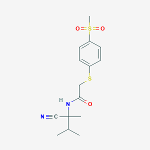 molecular formula C15H20N2O3S2 B2704605 N-(1-cyano-1,2-dimethylpropyl)-2-[(4-methanesulfonylphenyl)sulfanyl]acetamide CAS No. 1356562-69-0