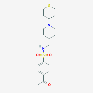 molecular formula C19H28N2O3S2 B2704609 4-乙酰基-N-((1-(四氢-2H-噻吩-4-基)哌啶-4-基)甲基)苯磺酰胺 CAS No. 2034469-40-2