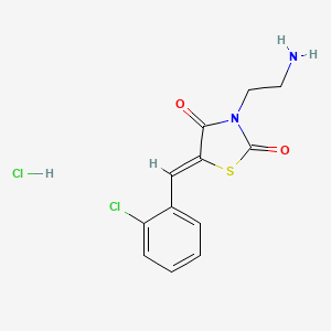 molecular formula C12H12Cl2N2O2S B2704611 (5Z)-3-(2-氨基乙基)-5-(2-氯苯甲基亚甲基)-1,3-噻唑烷-2,4-二酮盐酸盐 CAS No. 1173527-50-8