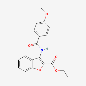 molecular formula C19H17NO5 B2704612 乙酸3-(4-甲氧基苯甲酰胺)苯并呋喃-2-羧酸酯 CAS No. 477499-53-9