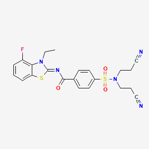 molecular formula C22H20FN5O3S2 B2704613 (Z)-4-(N,N-bis(2-cyanoethyl)sulfamoyl)-N-(3-ethyl-4-fluorobenzo[d]thiazol-2(3H)-ylidene)benzamide CAS No. 851080-02-9