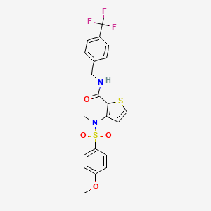 molecular formula C21H19F3N2O4S2 B2704615 6-(3,4-dihydroisoquinolin-2(1H)-ylsulfonyl)-1-methyl-3-(3-oxo-3-pyrrolidin-1-ylpropyl)quinazoline-2,4(1H,3H)-dione CAS No. 1116017-46-9