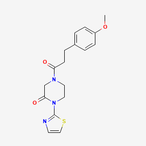 molecular formula C17H19N3O3S B2704617 4-(3-(4-Methoxyphenyl)propanoyl)-1-(thiazol-2-yl)piperazin-2-one CAS No. 2320851-26-9