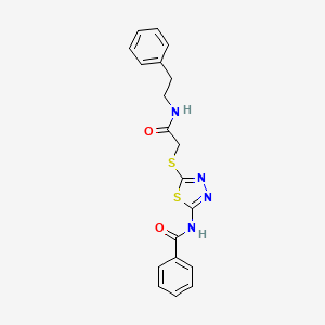 molecular formula C19H18N4O2S2 B2704623 N-(5-((2-oxo-2-(phenethylamino)ethyl)thio)-1,3,4-thiadiazol-2-yl)benzamide CAS No. 868976-44-7