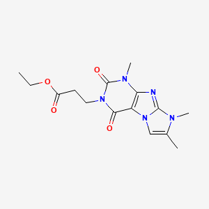 molecular formula C15H19N5O4 B2704628 Ethyl 3-(4,6,7-trimethyl-1,3-dioxopurino[7,8-a]imidazol-2-yl)propanoate CAS No. 887461-96-3